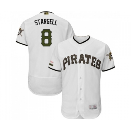 Men's Pittsburgh Pirates #8 Willie Stargell White Alternate Authentic Collection Flex Base Baseball Jersey